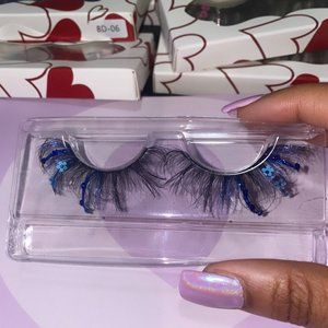 30mm Blue Diamonds with Glitter Mink Eyelashes